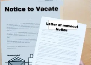 A notice to vacate document with text and instructions on a light background.